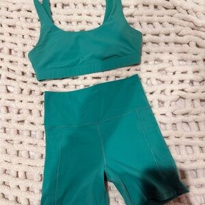Teal Vuori Sports Bra and Shorts Set